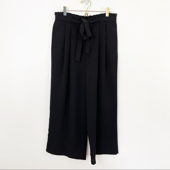 ZARA Wide Leg Crop Paper Bag Waist Pants Size L - Picture 2 of 10